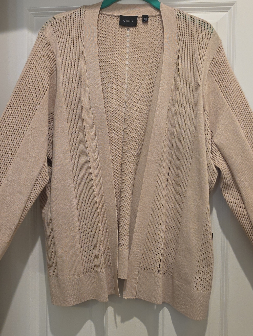 Cyrus Open-Front Fine Knit Lightweight Cardigan Sweater 2x